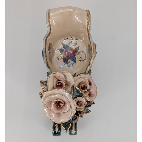 Blue Sky Heather Goldminc Rose Sleigh Candle Holder Centerpiece Floral Holiday - Picture 9 of 11